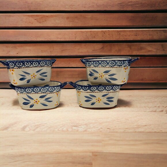 Temptations by Tara Old World Blue SET of 4 Ramekin Small Mini Dip - Picture 2 of 10